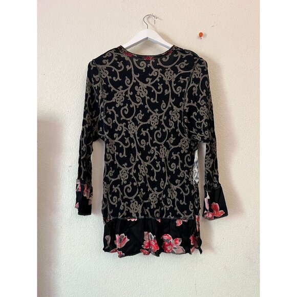 Nothing Matches Womens Mixed Floral Pattern Tunic Top Size 1 Black Textured - Picture 4 of 8
